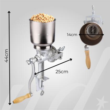 Imagem de Moedor Manual Grãos Milho Café Aveia Em Ferro Fundido Com Manivela e Fixador de Mesa