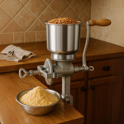 Imagem de Moedor Manual Grãos Milho Café Aveia Em Ferro Fundido Com Manivela e Fixador de Mesa