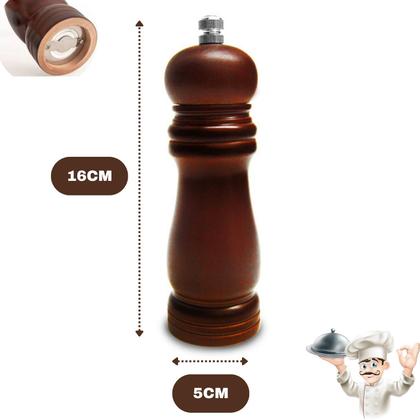 Imagem de Moedor Manual Pimenta Sal Grãos Tempero Condimento Madeira