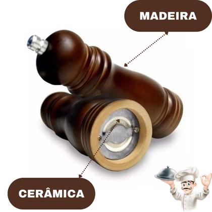 Imagem de Moedor Manual Pimenta Sal Grãos Tempero Condimento Madeira