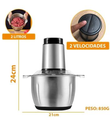Imagem de Moedor Multiprocessador Eletrico De Carne e Legumes Alimentos  2l inox  850w