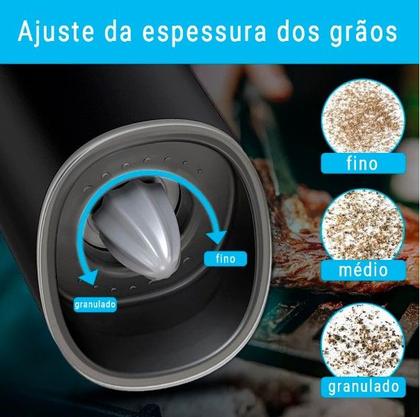 Imagem de Moedor Pimenta Sal Grosso Temperos Elétrico Pilha Com Luz Azul Led Estilo e Bom Gosto Pronta Entrega com Envio Imediato