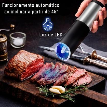 Imagem de Moedor Pimenta Sal Grosso Temperos Elétrico Pilha Com Luz Azul Led Estilo e Bom Gosto Pronta Entrega com Envio Imediato