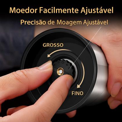 Imagem de Moedor Sal Pimenta Profissional Aço Inox Duplo Mós Cerâmica Ajustável Gastronômico Gourmet Premium