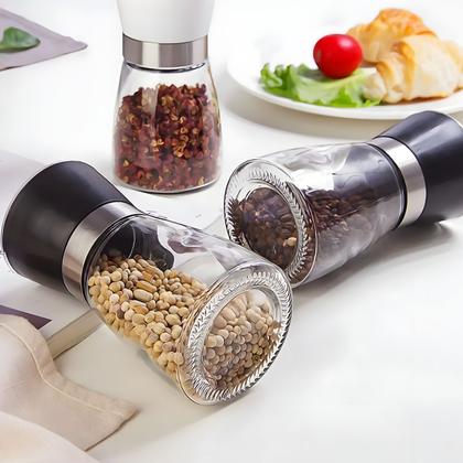 Imagem de Moedor Sal Pimenta Temperos Especiarias Manual Vidro Inox