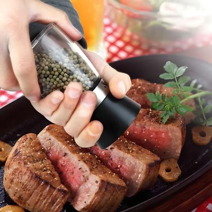 Imagem de Moedor Sal Pimenta Temperos Especiarias Manual Vidro Inox