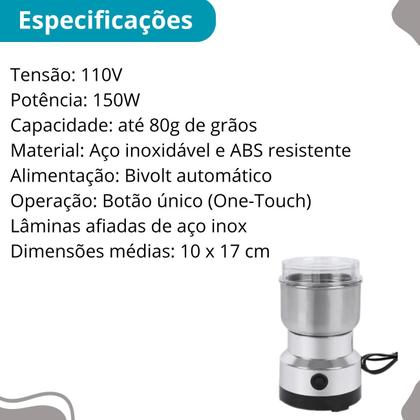 Imagem de Moinho de Café Portátil  110V Tampa com Trava