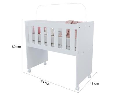 Imagem de Moises Mini Berço Malu Para Quarto Do Bebê Com Rodizios Para Meninos E Meninas Moderno Com Colchão Multifuncional Kids Cor Branco