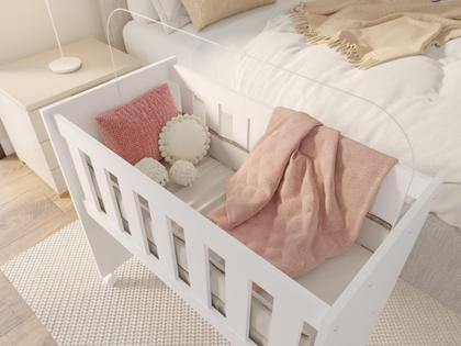 Imagem de Moises Mini Berço Malu Para Quarto Do Bebê Com Rodizios Para Meninos E Meninas Moderno Com Colchão Multifuncional Kids Cor Branco