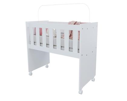 Imagem de Moises Mini Berço Malu Para Quarto Do Bebê Com Rodizios Para Meninos E Meninas Moderno Com Colchão Multifuncional Kids Cor Branco