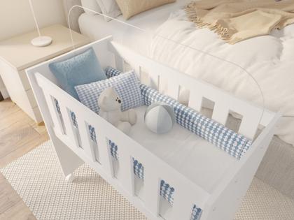 Imagem de Moises Mini Berço Malu Para Quarto Do Bebê Com Rodizios Para Meninos E Meninas Moderno Com Colchão Multifuncional Kids Cor Branco