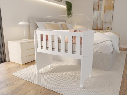 Imagem de Moises Mini Berço Malu Para Quarto Do Bebê Com Rodizios Para Meninos E Meninas Moderno Com Colchão Multifuncional Kids Cor Branco