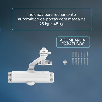 Imagem de Mola Aérea Amortecedor Braço Hidráulico Branco Para Portas De Madeira Alumínio Interna E Externa