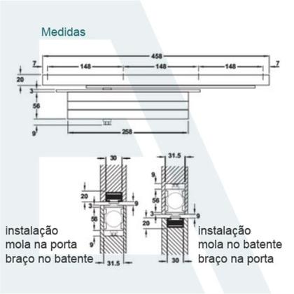 Imagem de Mola Aerea Embutir p/Porta Hs3103 - 931.77.209 Hafele