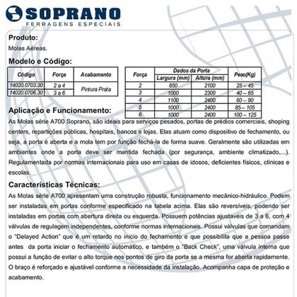 Imagem de Mola aerea soprano f3-6 a706 prata 120 kg