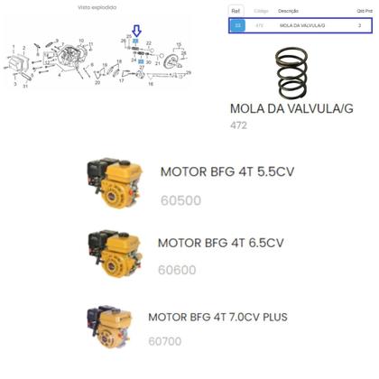 Imagem de Mola Da Válvula P/ Motor BFG(E) 6.5cv Buffalo Original