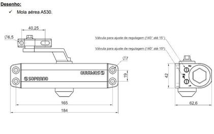 Imagem de Mola Hidráulica Aérea Para Porta Fechamento Suave Universal