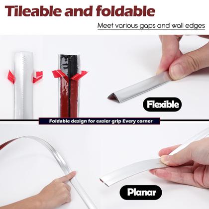 Imagem de Moldagem de acabamento de parede Acewell 10m em PVC prateado autoadesivo