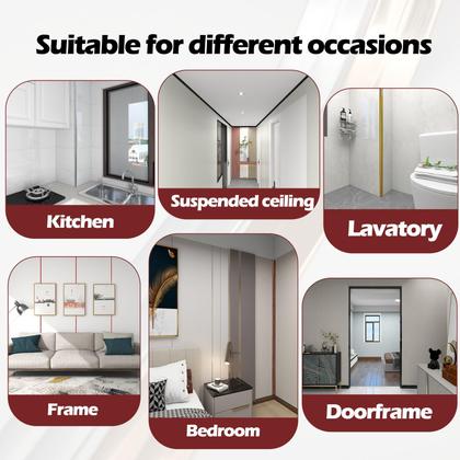 Imagem de Moldagem de acabamento de parede Acewell 10m em PVC prateado autoadesivo