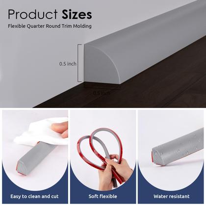 Imagem de Moldagem redonda flexível PATTENGO 1m Rubber Grey