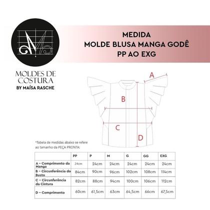 Imagem de Molde blusa manga godê tamanho PP ao EXG by Maísa Rasche