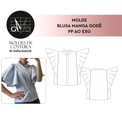 Imagem de Molde blusa manga godê tamanho PP ao EXG by Maísa Rasche