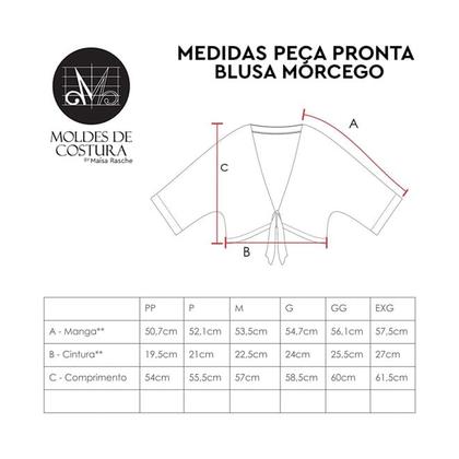 Imagem de Molde blusa morcego tamanho PP ao EXG by Maísa Rasche