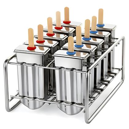 Imagem de Molde de Picolé de Aço Inoxidável com Suporte - Faça Sorvete Caseiro