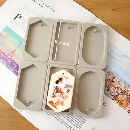 Imagem de Molde De Sabão De Silicone Hexagonal Com 6 Cavidades Para DIY, Feito À Mão, Para Epóxi, Cera, Gesso,