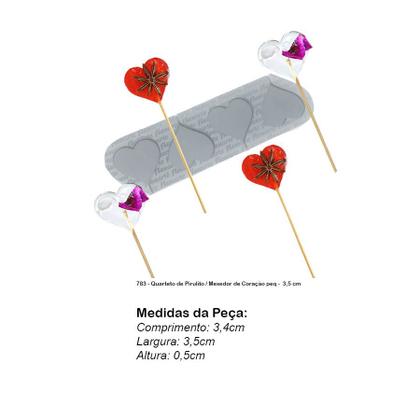 Imagem de Molde De Silicone 783 - Pirulito Mexedor Coração Peq. 3,5 Cm
