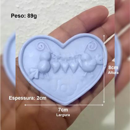 Imagem de Molde de Silicone Coração com Passaros Joy (Alegria) para fazer Sabonete Vela Biscuit Gesso