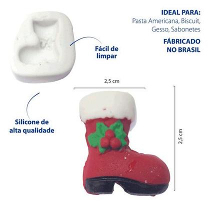 Imagem de Molde De Silicone Natal Bota Papai Noel 2,5 x 2,5 cm Confeitaria Resina Biscuit