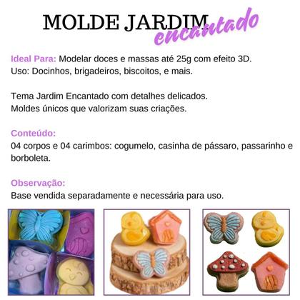 Imagem de Molde Jardim Encantado Doces Biscoitos 8Pçs Borboleta Passarinho Casinha Cogumelo Confeitaria