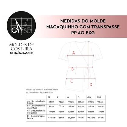 Imagem de Molde macaquinho com transpasse tamanho PP ao EXG by Maísa Rasche