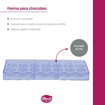 Imagem de Molde para bombons de poliestireno Rosa flor 21 cavidades