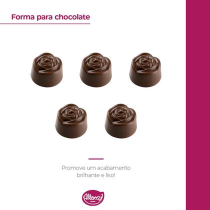 Imagem de Molde para bombons de poliestireno Rosa flor 21 cavidades