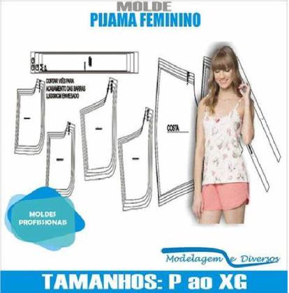 Imagem de Molde Pijama Feminino, Modelagem&Diversos, Tamanhos P Ao Xg