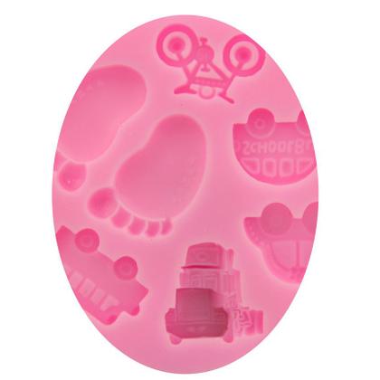Imagem de Molde Silicone Bebe Pes Pezinho Trem Moto Carrinho Onibus