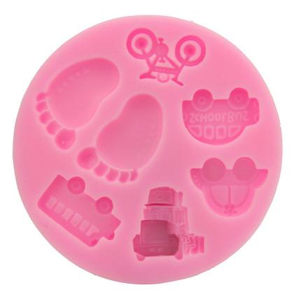Imagem de Molde Silicone Bebe Pes Pezinho Trem Moto Carrinho Onibus