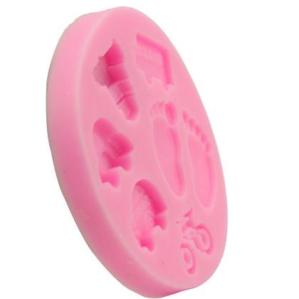Imagem de Molde Silicone Bebe Pes Pezinho Trem Moto Carrinho Onibus