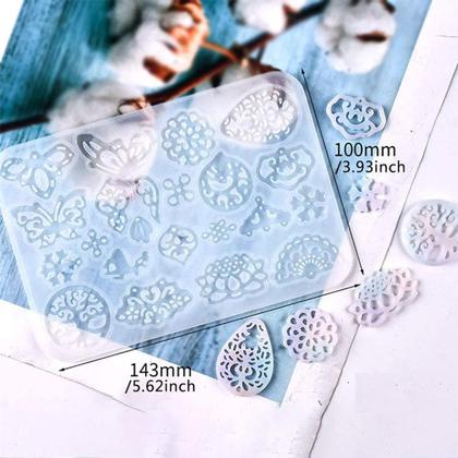 Imagem de Molde Silicone Brincos Joia Pingente Resina Borboleta Flores