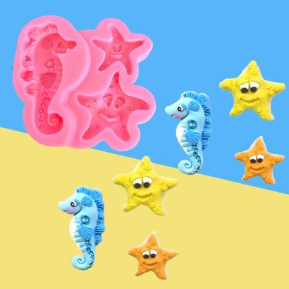 Imagem de Molde Silicone Cavalo Marinho Estrela Mar  Biscuit Fondant