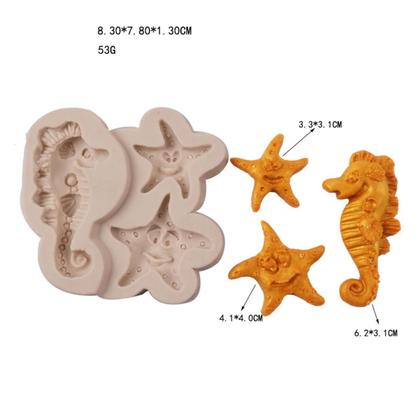 Imagem de Molde Silicone Cavalo Marinho Estrela Mar  Biscuit Fondant
