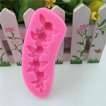 Imagem de Molde Silicone Flores Flor Rosas Guirlanda Grinalda Videira