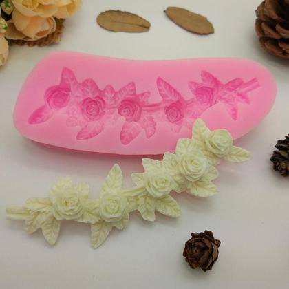 Imagem de Molde Silicone Flores Flor Rosas Guirlanda Grinalda Videira