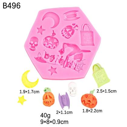 Imagem de Molde Silicone Halloween Bruxa  Abobora Caveira Haloween