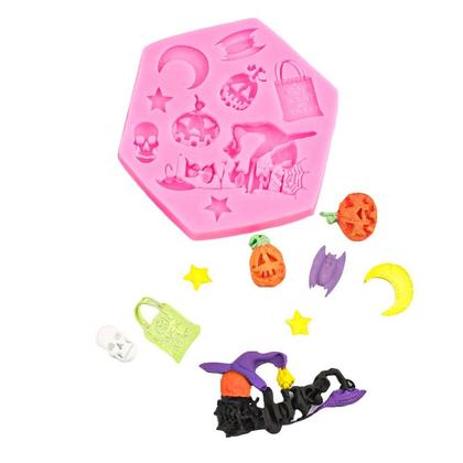 Imagem de Molde Silicone Halloween Bruxa  Abobora Caveira Haloween