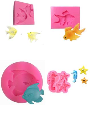 Imagem de Molde Silicone Peixe Peixinhos Mar Oceano Acara Aquario
