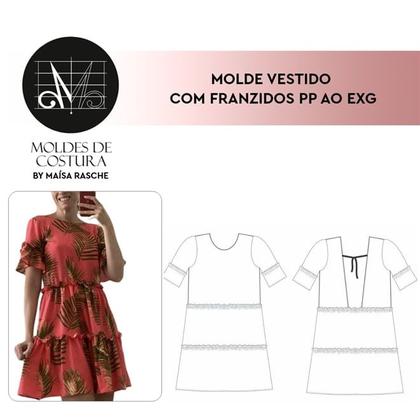 Imagem de Molde vestido franzido tamanho PP ao EXG by Maísa Rasche