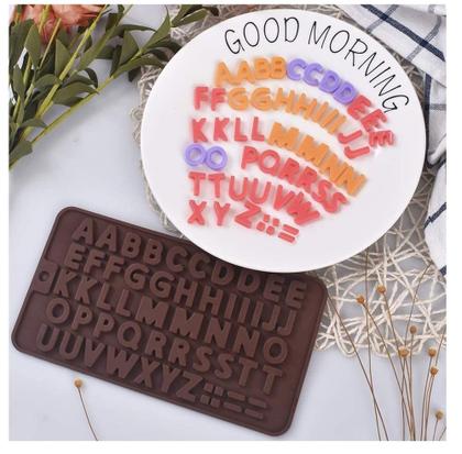 Imagem de Moldes de chocolate de silicone Molde de alfabeto duplo